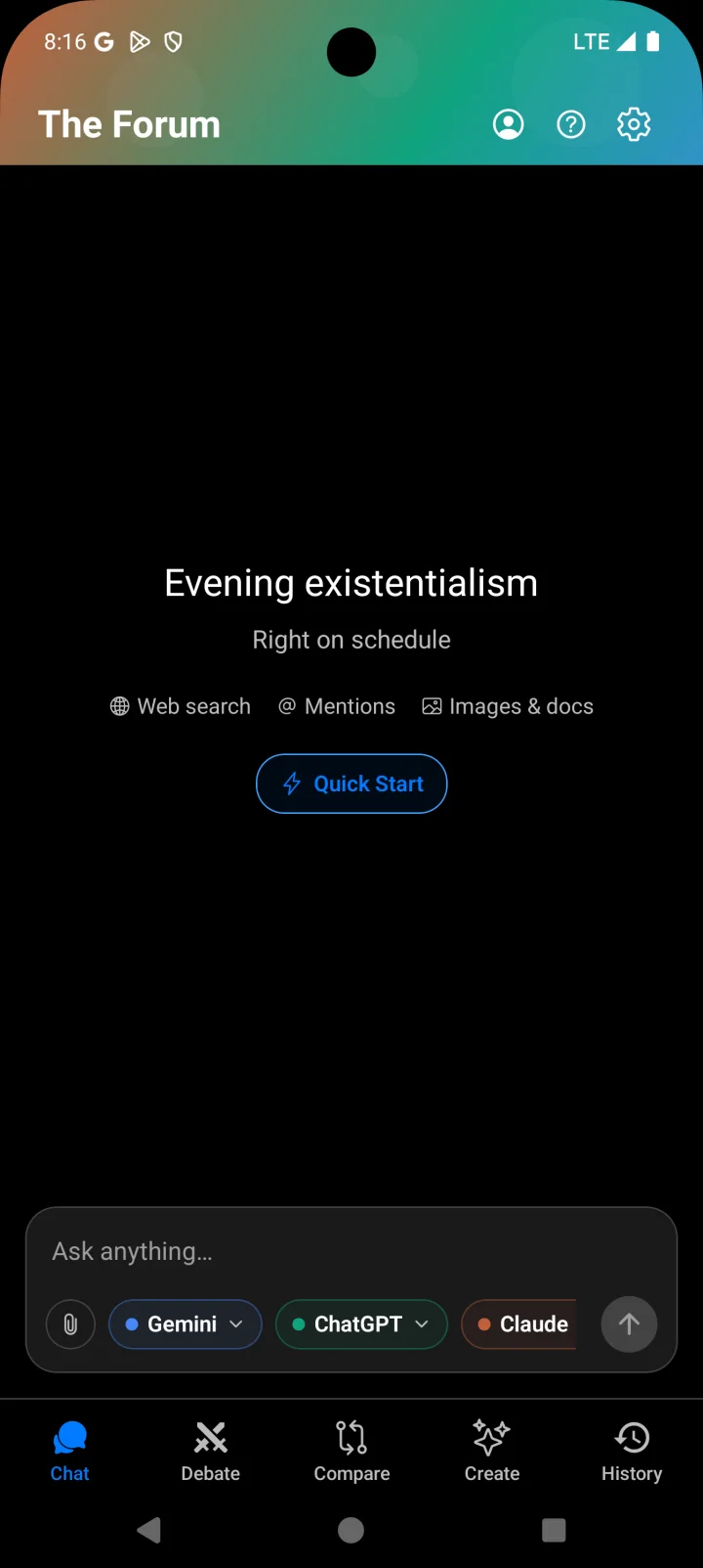 Symposium AI prompt bar on Android in light mode